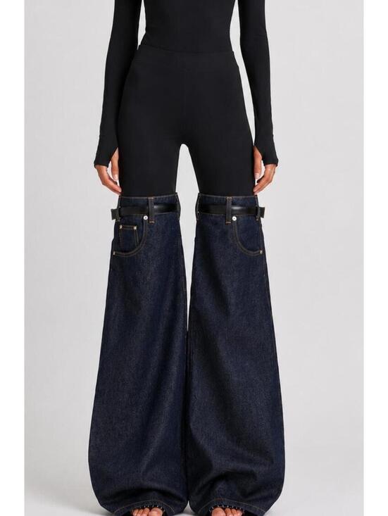 Coperni Denim - Coperni Hybrid Denim Flare Trousers Dark Indigo IT 42 US 6 | NWT